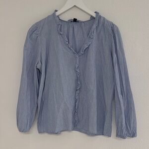 Ann Taylor Light Blue Ruffle Blouse